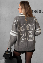 Pulover z napisem i dekoltem w serek Eaho gri