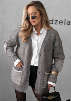 Rozpinany Cardigan oversize z kieszeniami Cozy Society gri