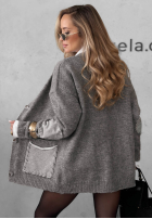Rozpinany Cardigan oversize z kieszeniami Cozy Society gri