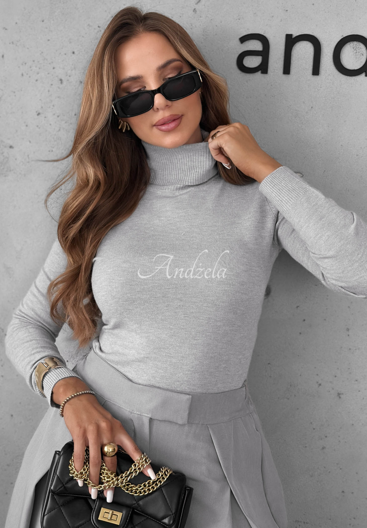 Pulover mulat cu guler rol Solange