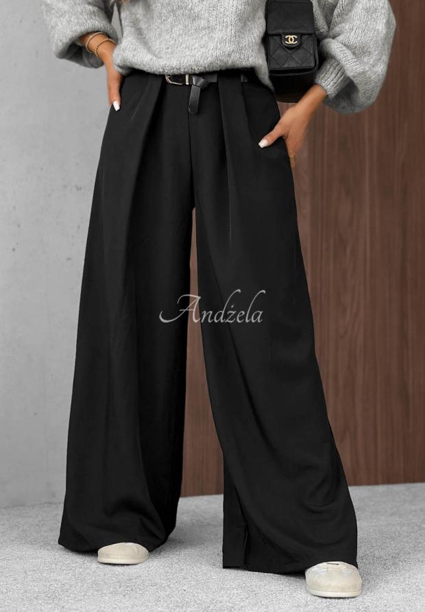 Pantaloni eleganți wide leg cu pliuri Timeless Poise