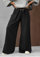 Eleganckie Pantaloni wide leg z zakładkami Timeless Poise ciocolatii