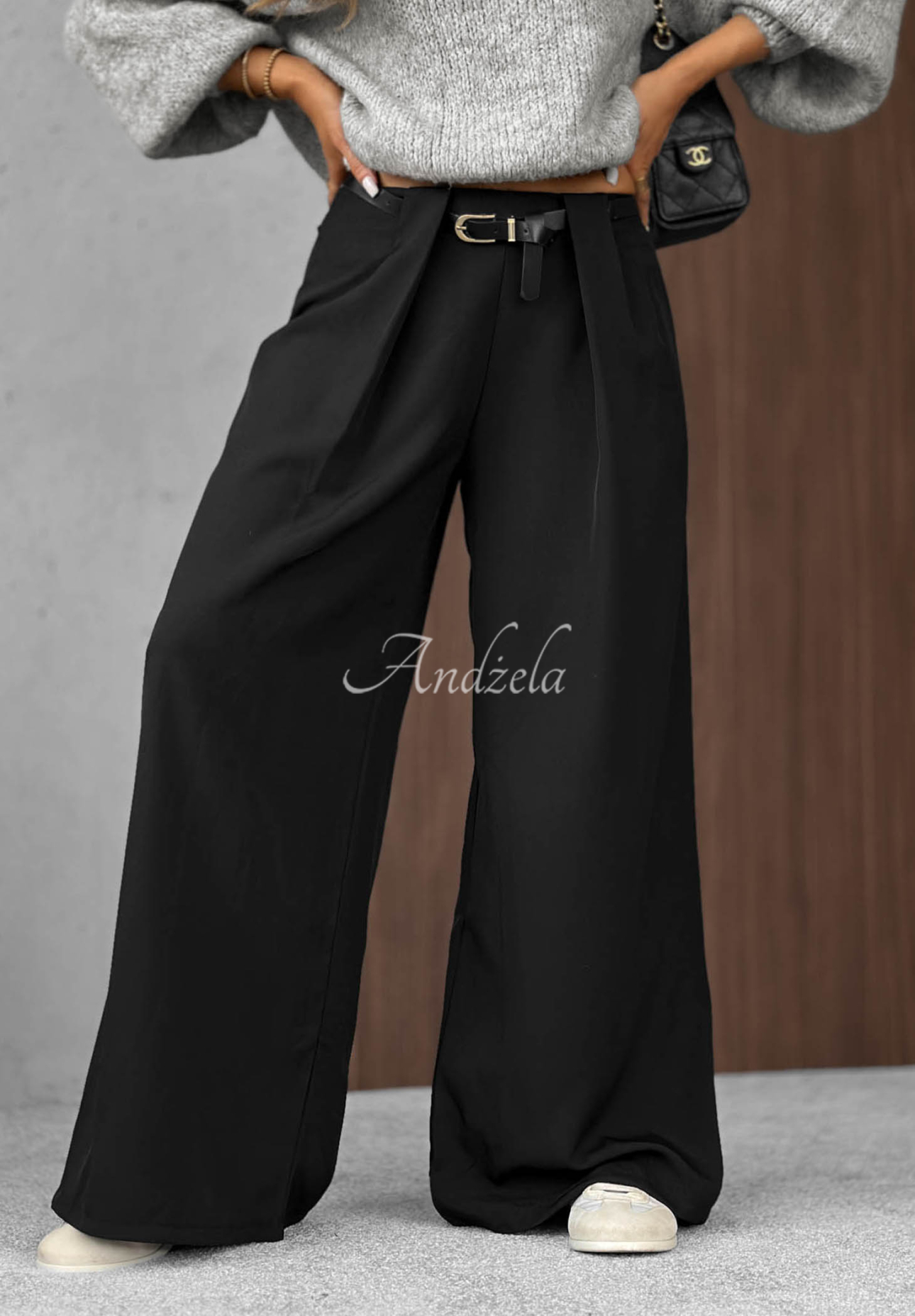 Pantaloni eleganți wide leg cu pliuri Timeless Poise
