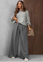 Eleganckie Pantaloni wide leg z zakładkami Timeless Poise ciocolatii