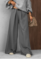 Eleganckie Pantaloni wide leg z zakładkami Timeless Poise ciocolatii