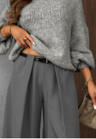 Eleganckie Pantaloni wide leg z zakładkami Timeless Poise ciocolatii