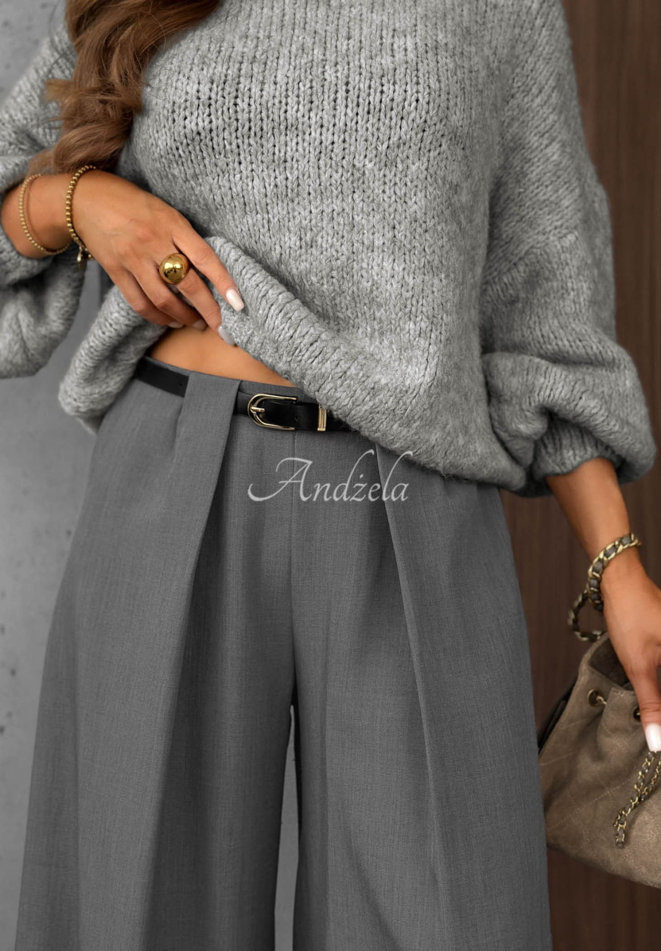 Pantaloni eleganți wide leg cu pliuri Timeless Poise