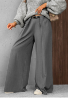 Eleganckie Pantaloni wide leg z zakładkami Timeless Poise ciocolatii