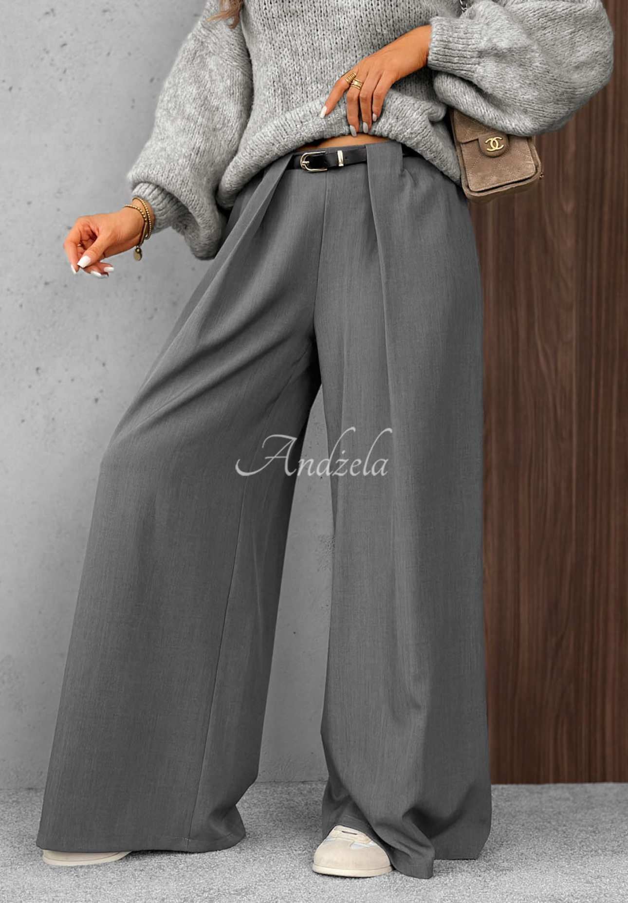 Pantaloni eleganți wide leg cu pliuri Timeless Poise