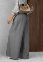 Eleganckie Pantaloni wide leg z zakładkami Timeless Poise ciocolatii