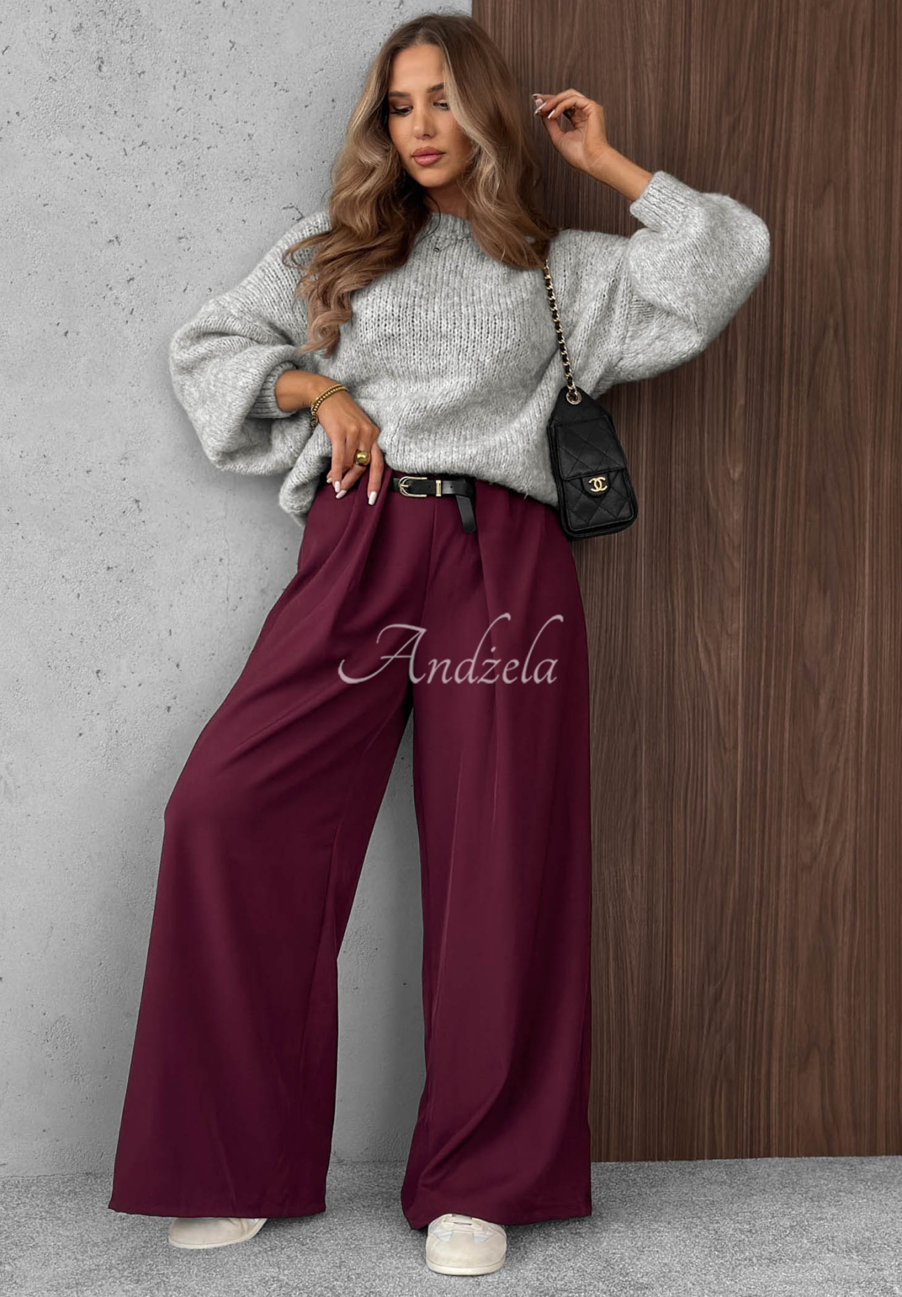 Pantaloni eleganți wide leg cu pliuri Timeless Poise