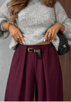 Eleganckie Pantaloni wide leg z zakładkami Timeless Poise ciocolatii