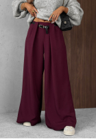 Eleganckie Pantaloni wide leg z zakładkami Timeless Poise ciocolatii