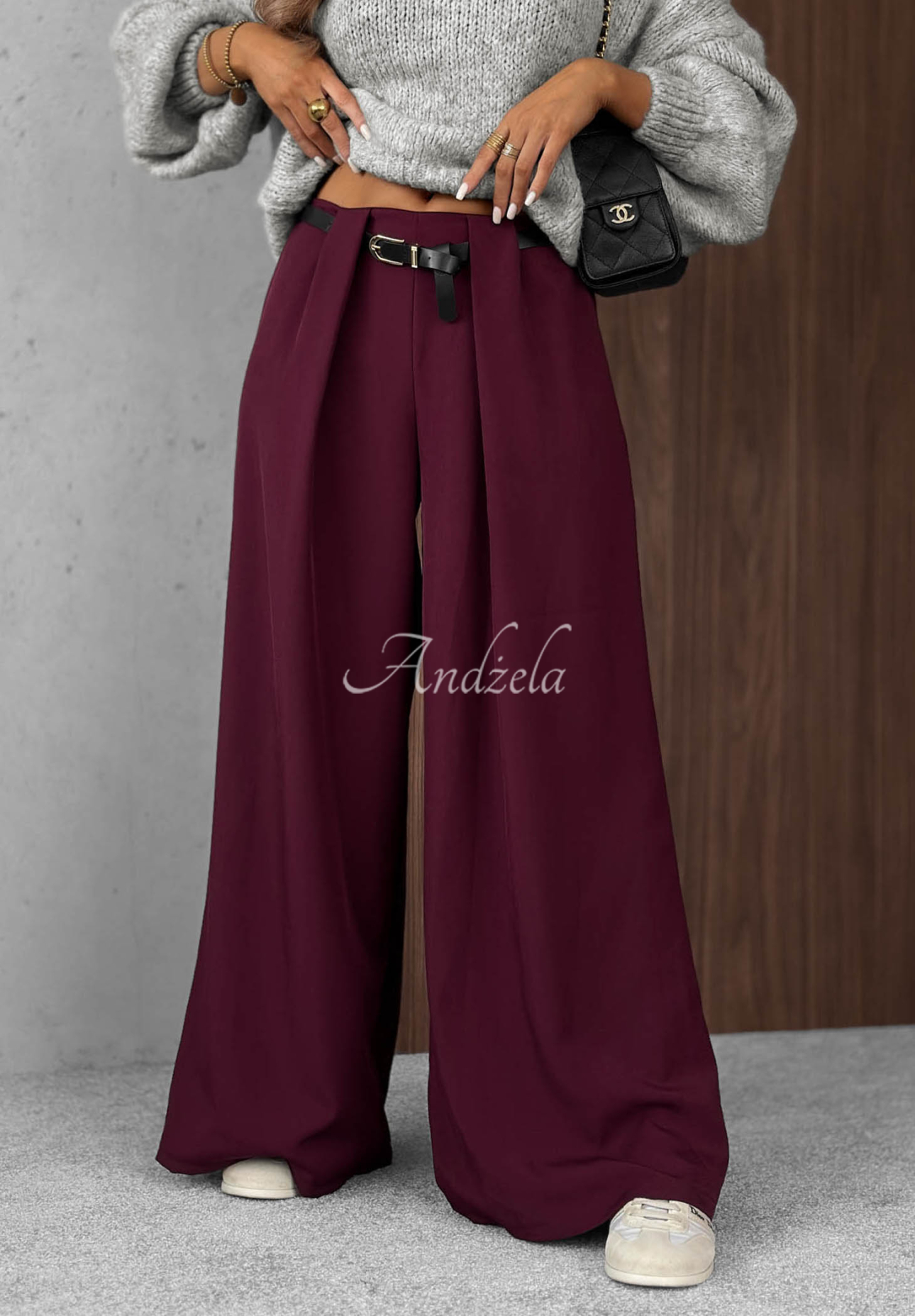 Pantaloni eleganți wide leg cu pliuri Timeless Poise