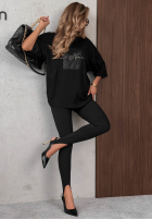 Tricou z ozdobną aplikacją This Happens burgundowy