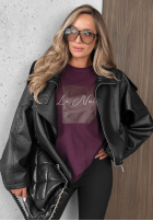 Tricou z ozdobną aplikacją This Happens burgundowy