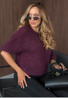 Moherowy Pulover z krótkimi rękawami Soft Serenity śliwkowy