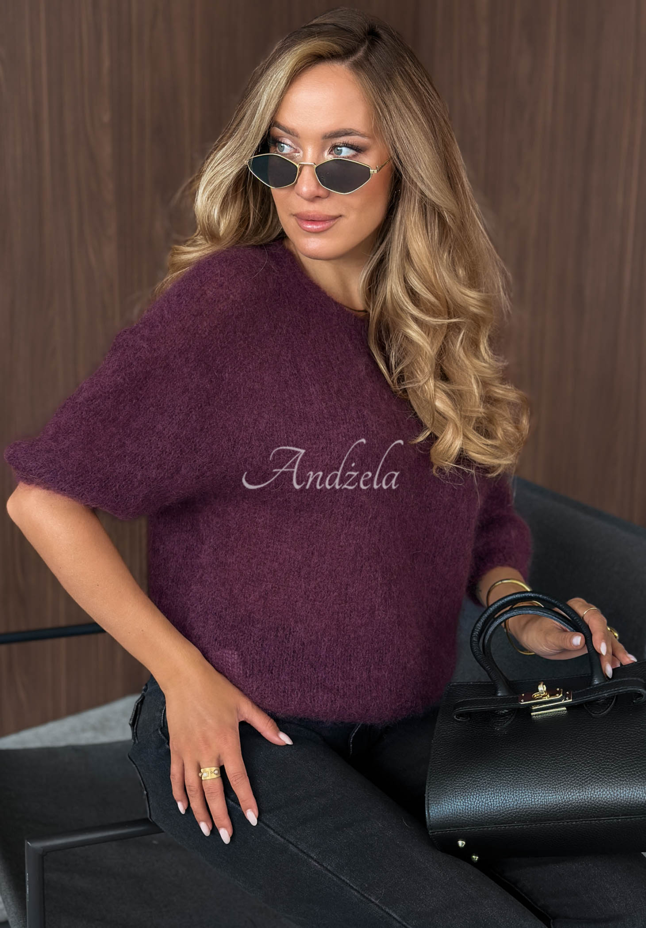 Pulover din mohair cu mâneci scurte Soft Serenity