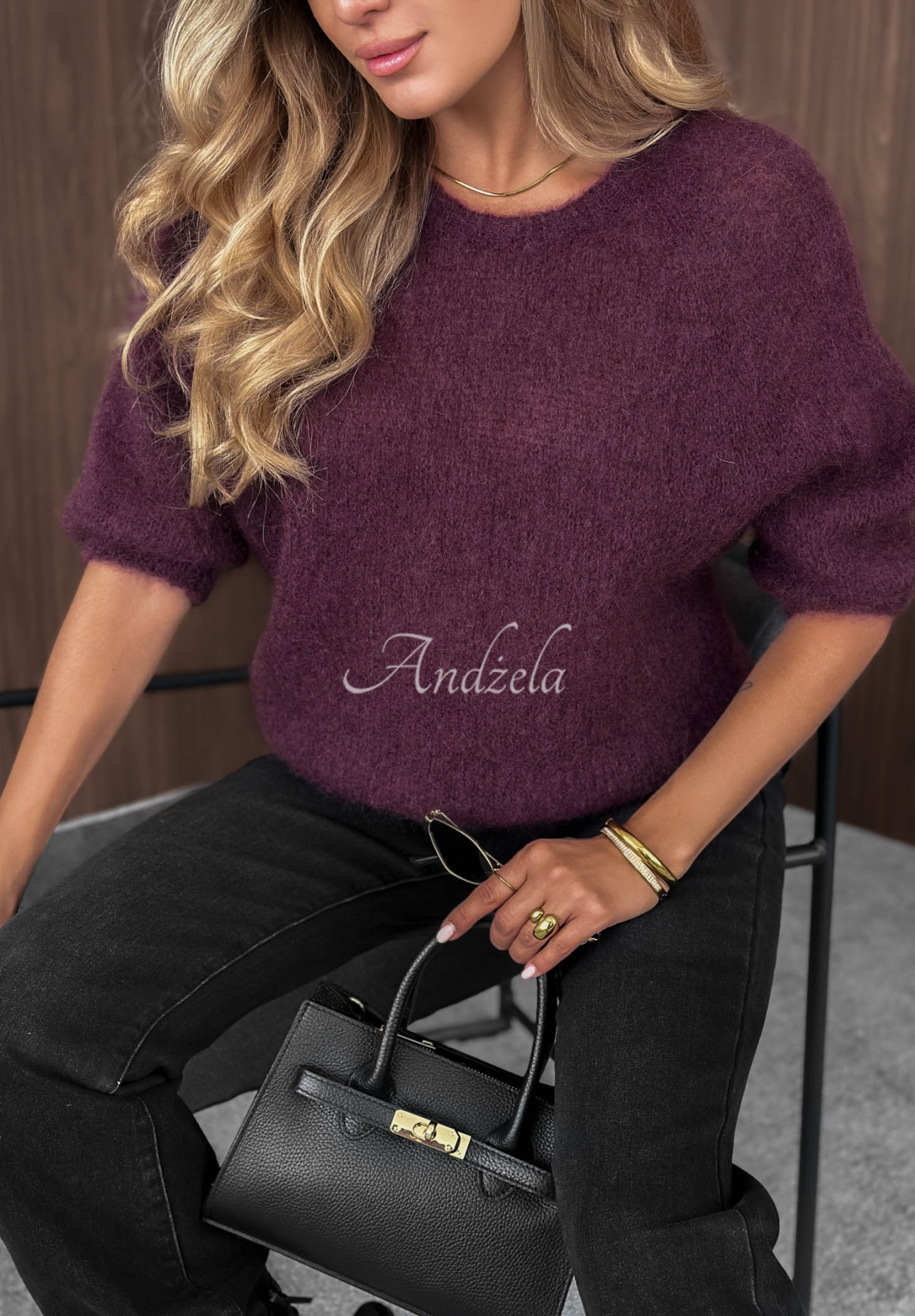 Pulover din mohair cu mâneci scurte Soft Serenity