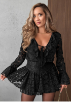 Krótki koronkowy Salopetă z falbankami Pretty Angel ciocolatiu