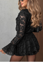 Krótki koronkowy Salopetă z falbankami Pretty Angel ciocolatiu