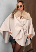 Palton  nietoperz z futerkiem Feather Soft gri