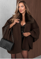 Palton  nietoperz z futerkiem Feather Soft gri