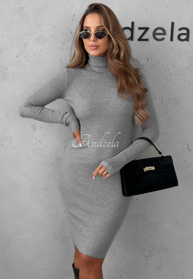 Rochie reiată cu guler &icirc;nalt din v&acirc;scoză The Good One