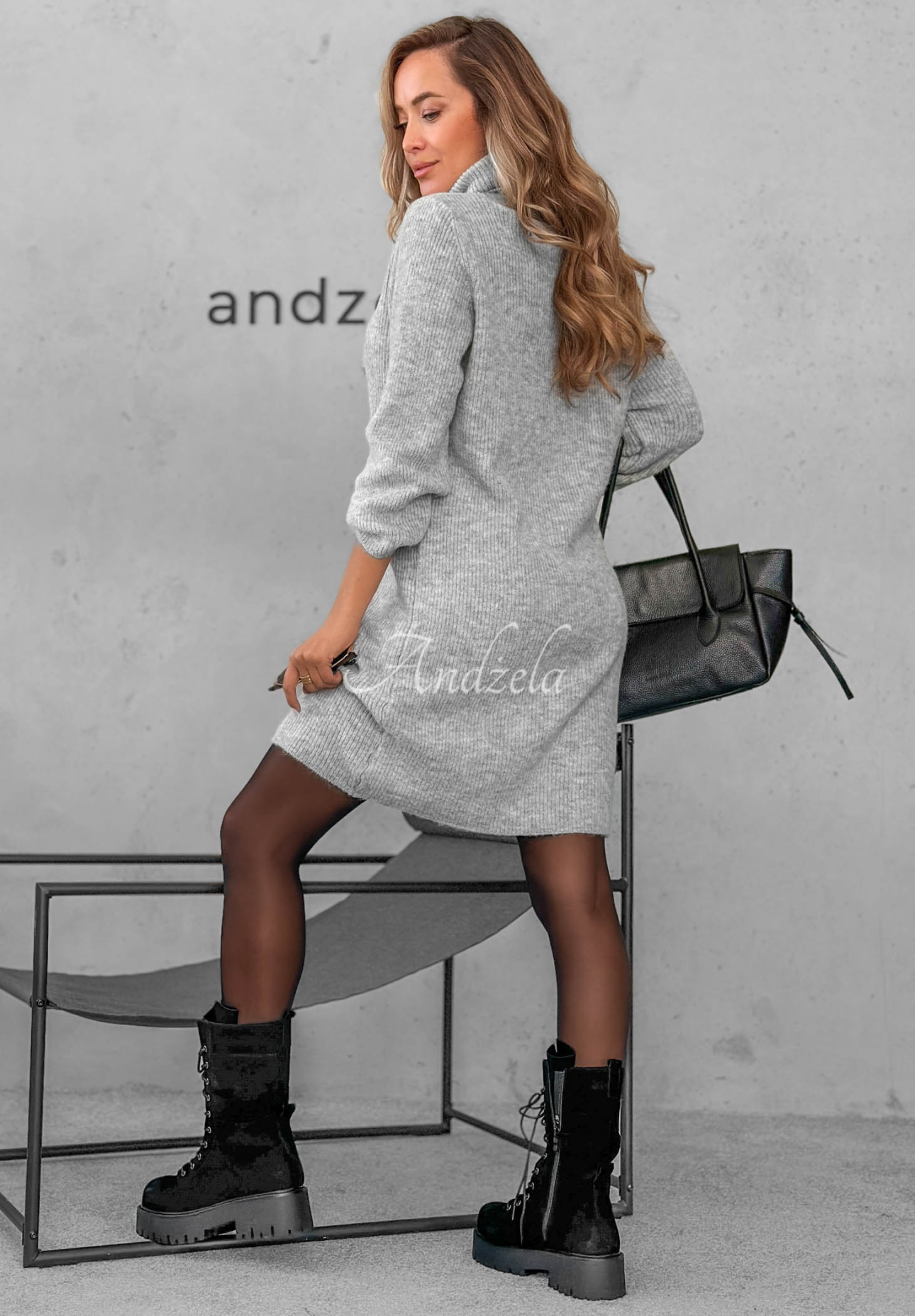 Rochie tricotată cu lână și viscoză Early Dusk