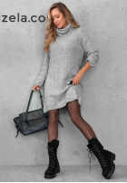 Dzianinowa Rochie z golfem Early Dusk ciocolatie