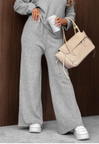 Dzianinowy Compleu Pulover i Pantaloni wide leg Maple Darling gri
