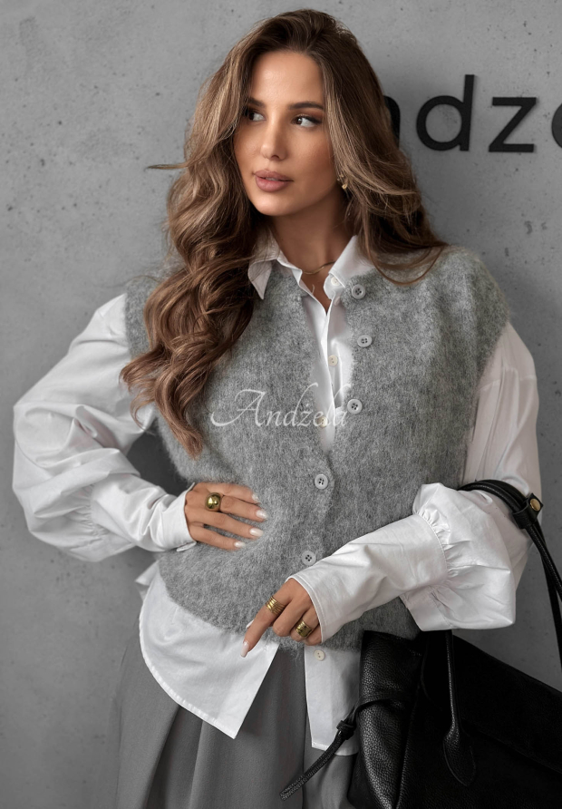 Vestă scurtă tricotată cu l&acirc;nă Cloud Soft