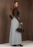 din material textil Pantaloni wide leg z paskiem Simple Elegance negre