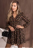Rochie mini w kwiaty Maple Rose ciocolatie