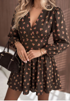 Rochie mini w kwiaty Maple Rose ciocolatie