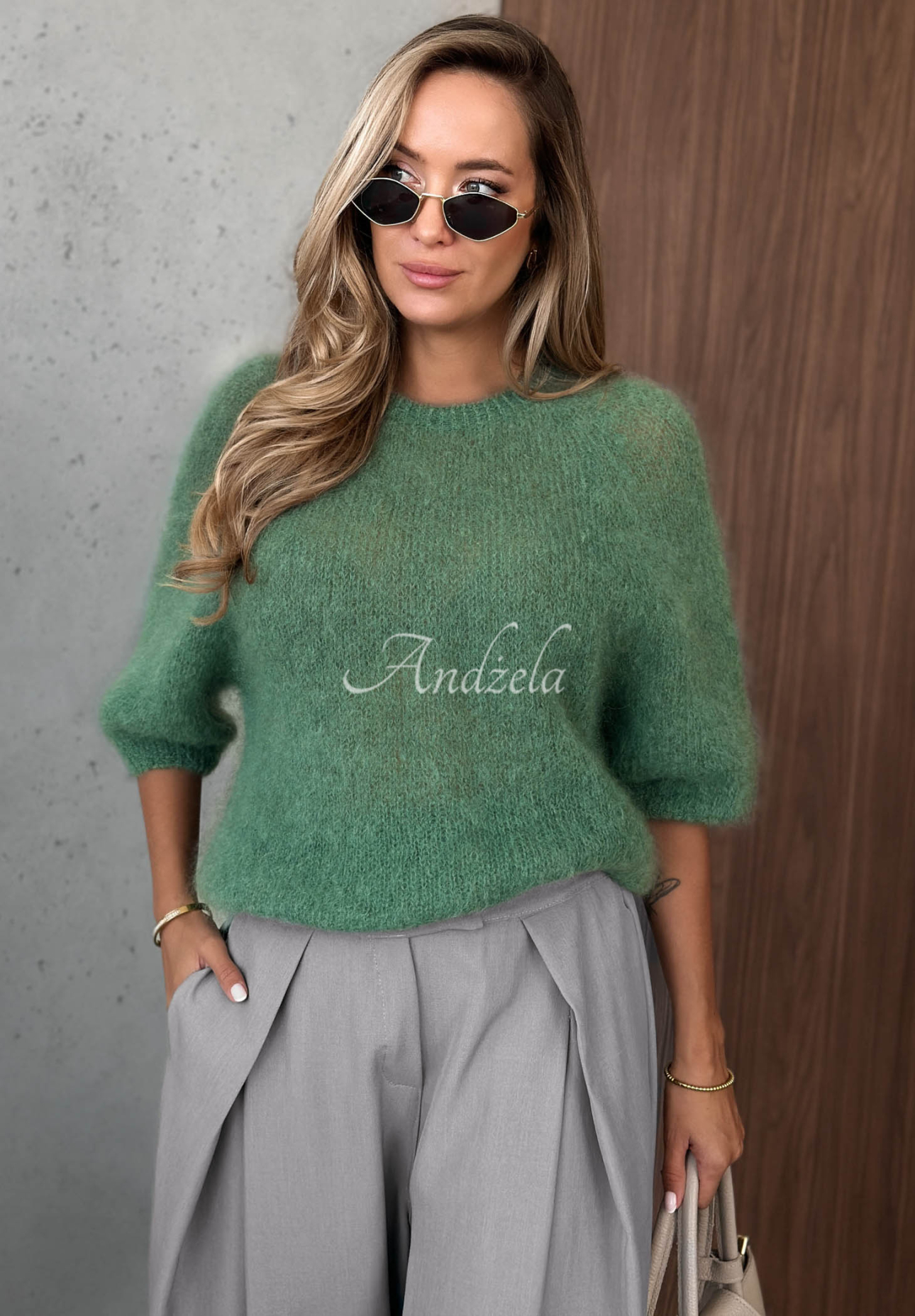 Pulover din mohair cu mâneci scurte Soft Serenity