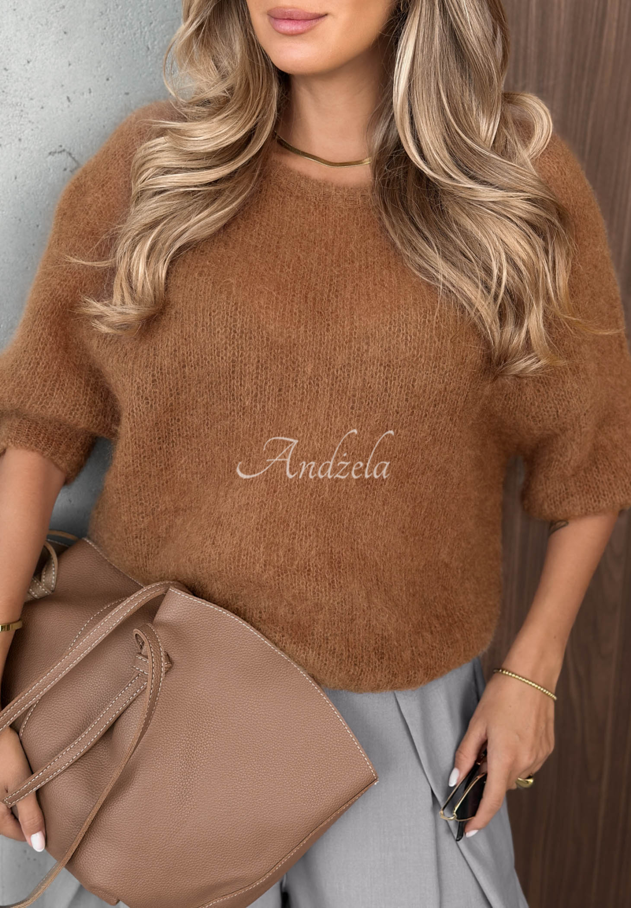 Pulover din mohair cu mâneci scurte Soft Serenity