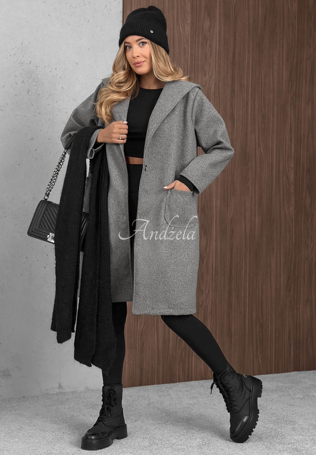 Pardesiu lung oversize cu lână City Autumn