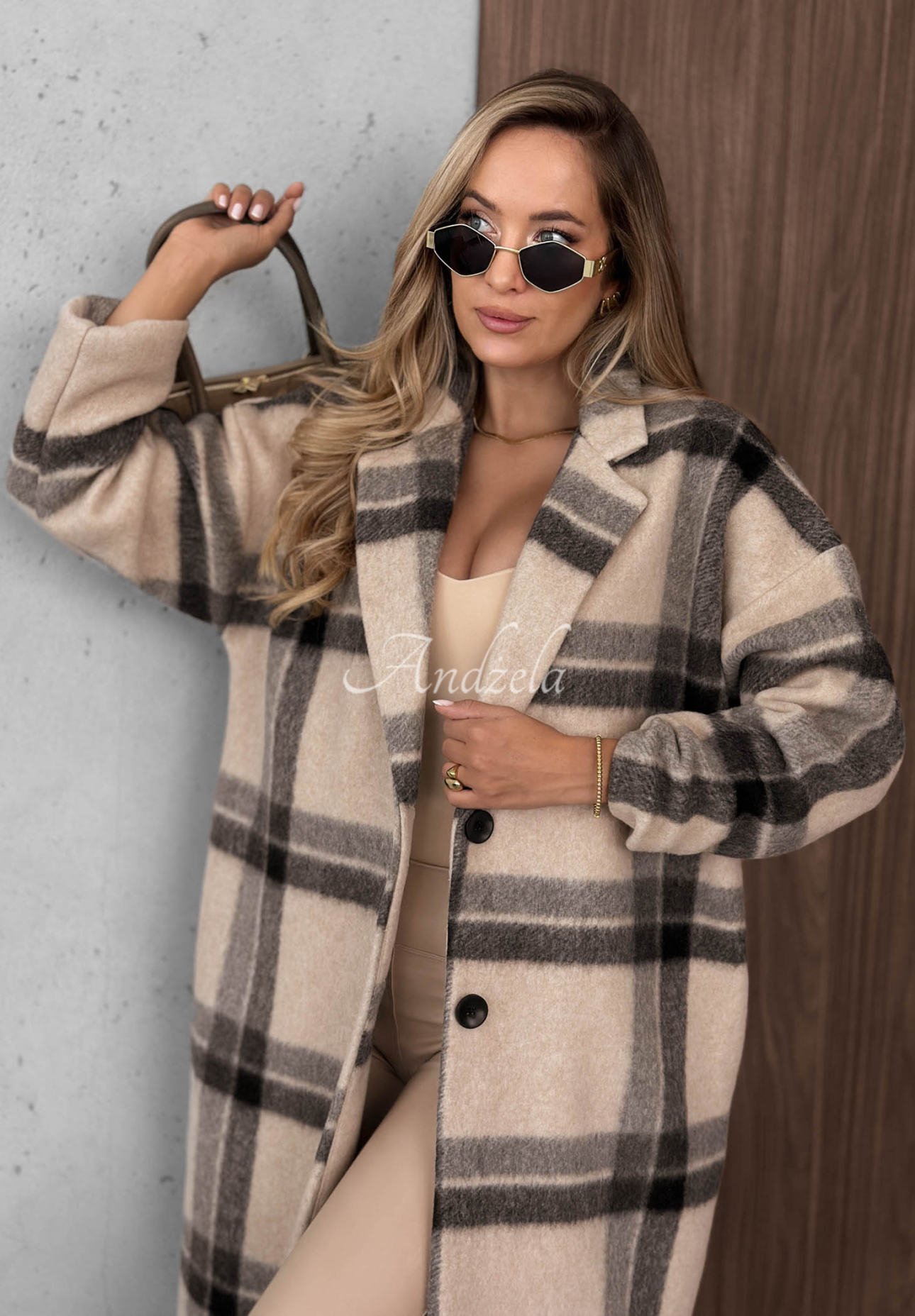 Pardesiu lung cu guler în carouri Classy Fall