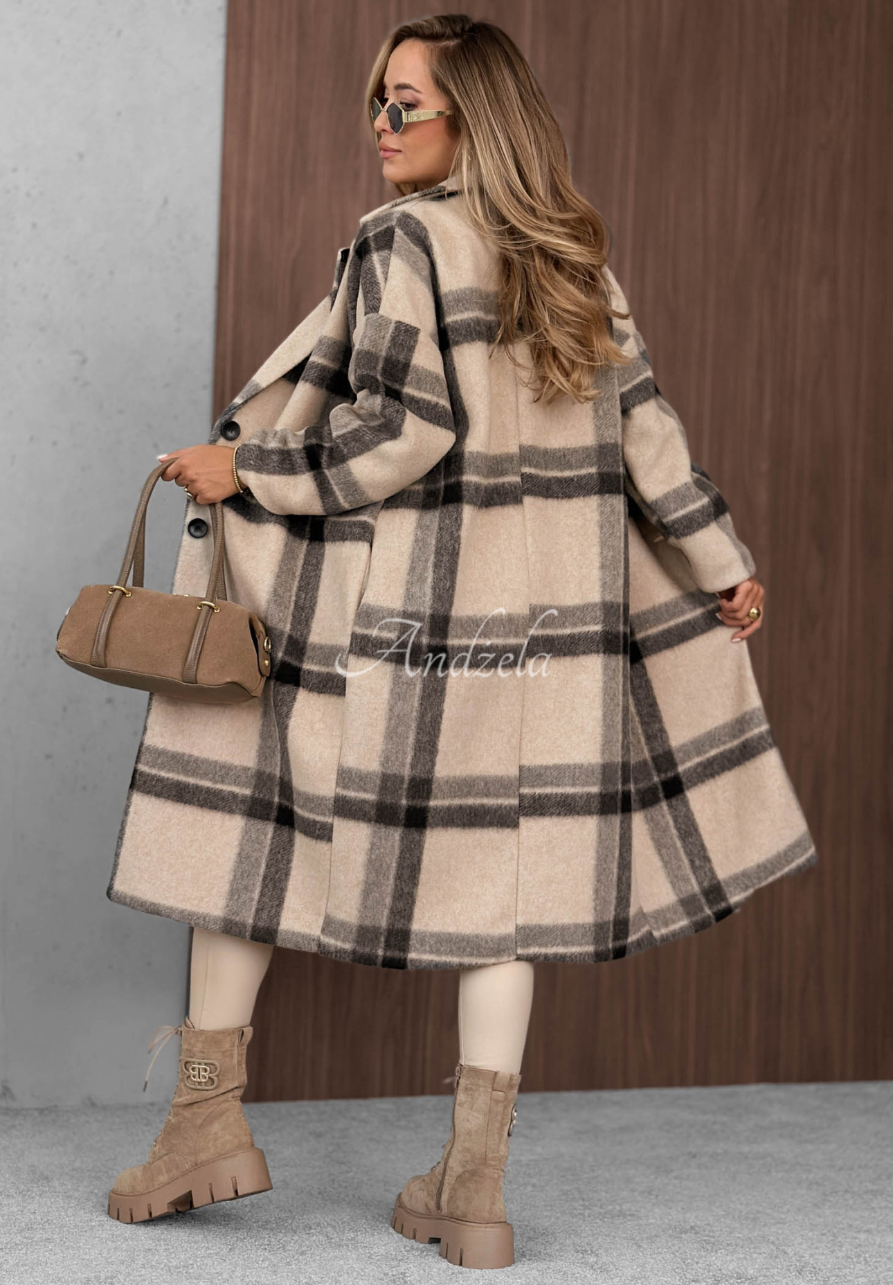 Pardesiu lung cu guler în carouri Classy Fall