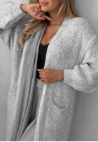 Cardigan lung oversize cu buzunare, din lână și vâscoză November Walk