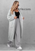 Cardigan lung oversize cu buzunare, din lână și vâscoză November Walk