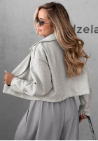 Krótki Palton  z kołnierzem Casual Calm jasnoszary