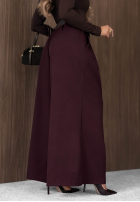 din material textil Pantaloni wide leg z paskiem Simple Elegance negre