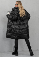 Długa pikowana Geacă z kapturem Winter Mode negru