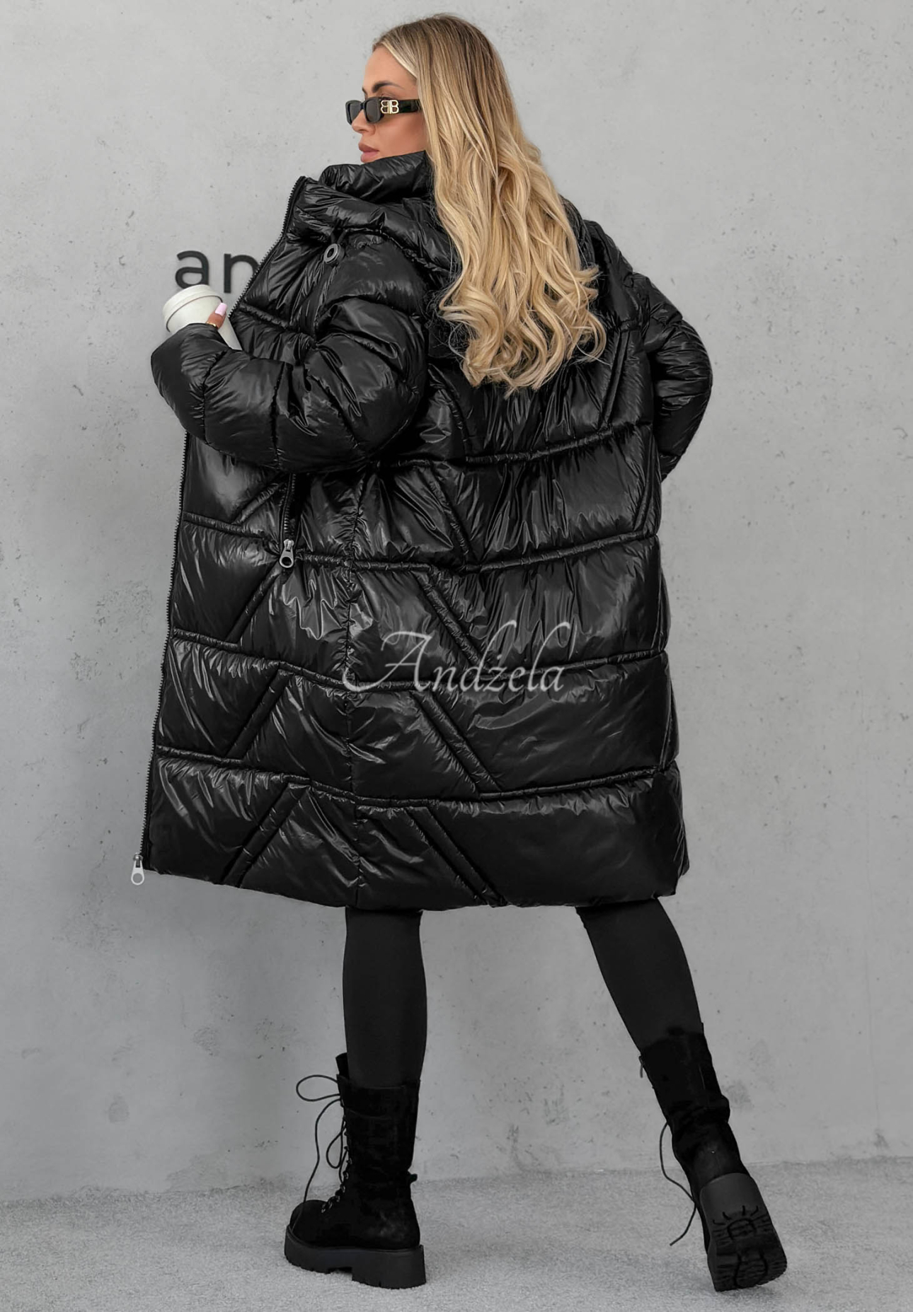 Geacă lungă matlasată cu glugă Winter Mode