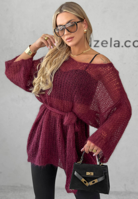Pulover lung din mohair cu cordon Sweet Comfort