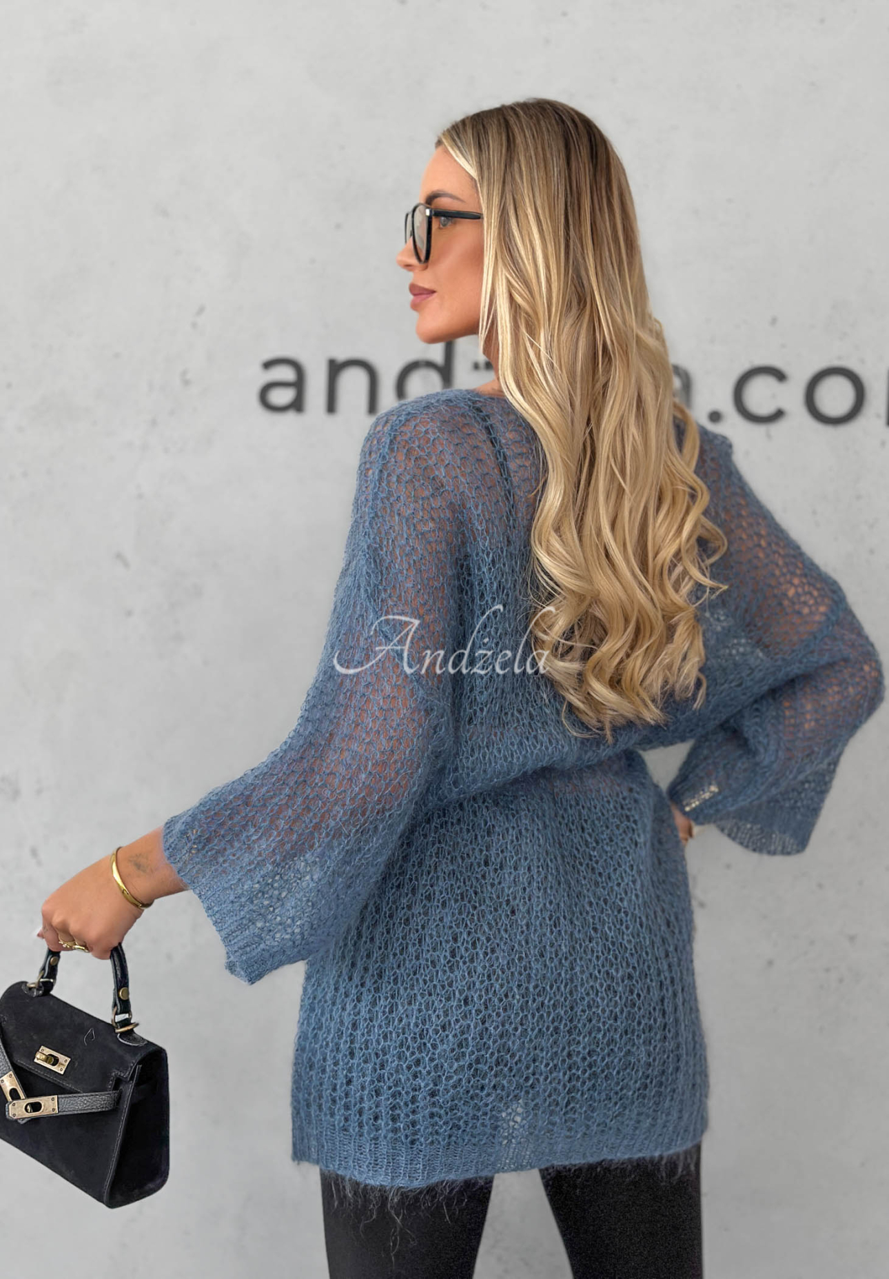 Pulover lung din mohair cu cordon Sweet Comfort