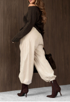 din material textil Pantaloni joggery z paskiem Simple Edit ciocolatii