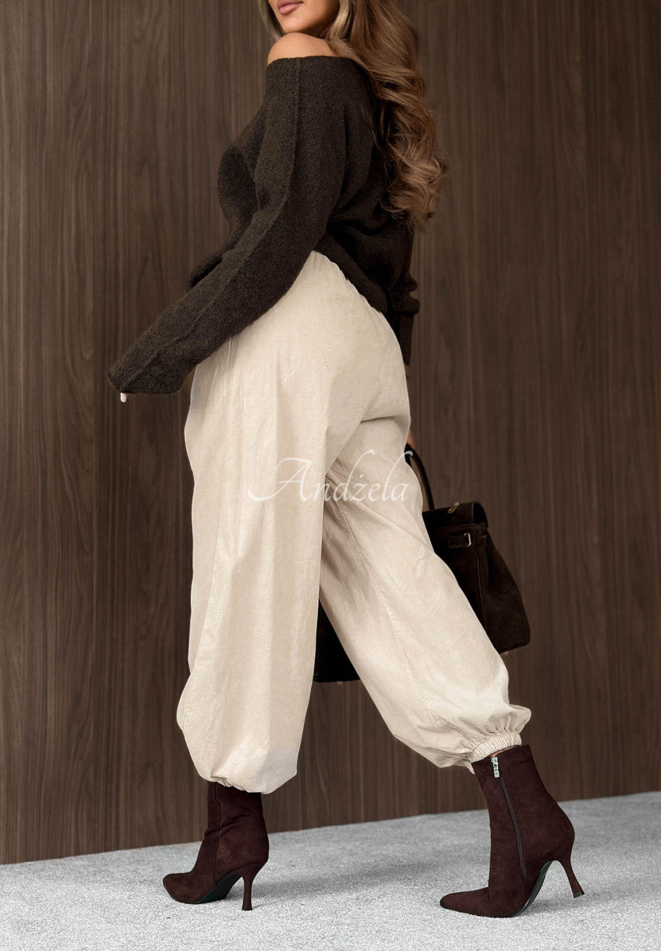 Pantaloni jogger din reiat cu curea din bumbac Simple Edit